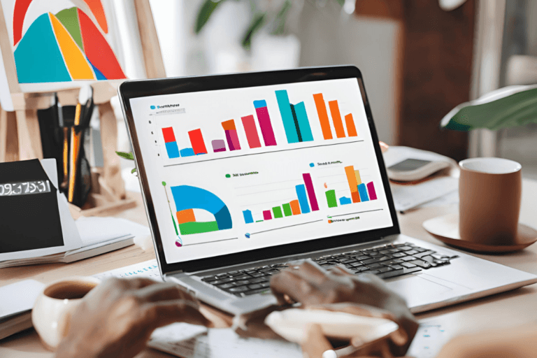 Seo performance dashboard on screen