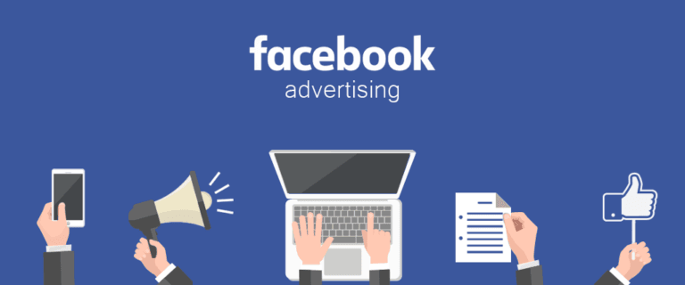 blue background facebook ad