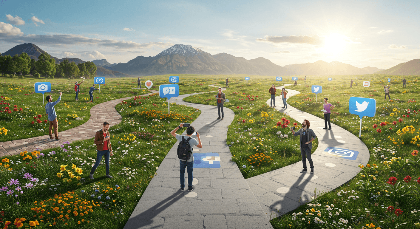 social media marketing, people interacting in imaginative land