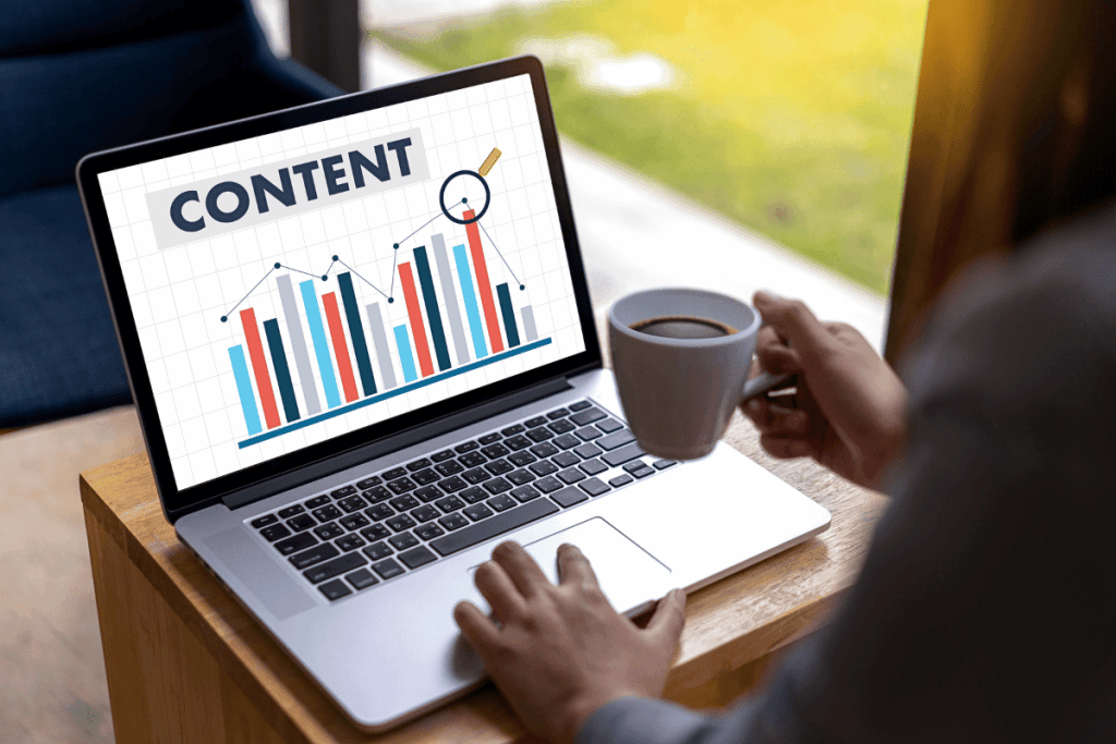 content marketing on laptop screen