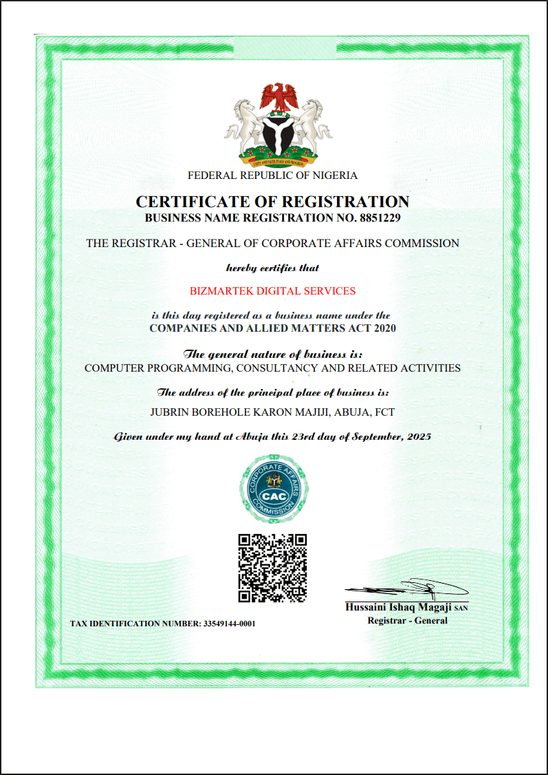 Bizmartek Official Corporate Registration